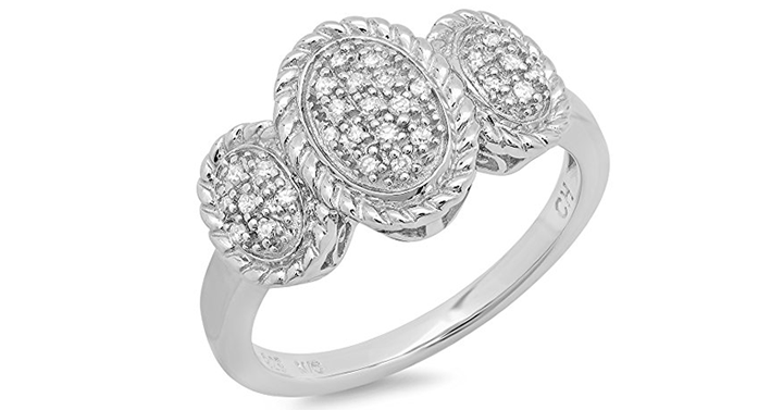 Parade of Jewels Sterling Silver Diamond Three Dome Cocktail Ring – Just $44.99! Valentine’s Day Sparkle!