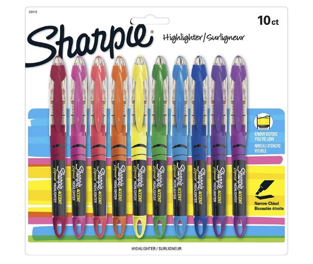 Sharpie Liquid Highlighters, Chisel Tip, Assorted Colors, 10 Count – Only $7.23!