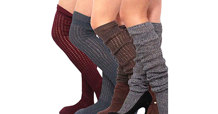 Women’s Fashion Over The Knee Socks – 4 Pairs Pack – Just $7.99! Warm winter legs!