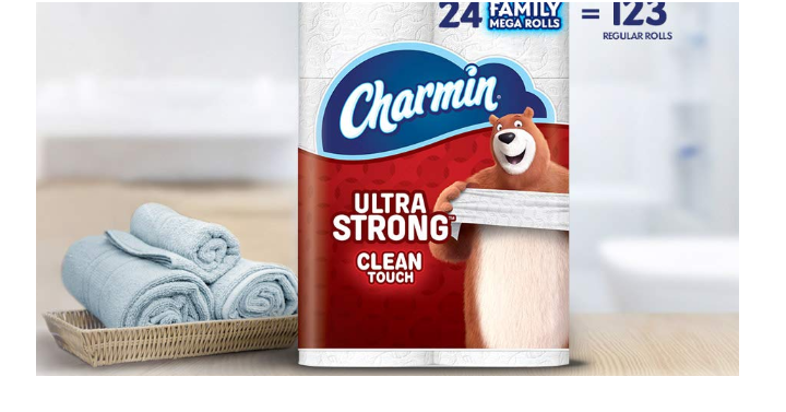 Charmin Ultra Strong Clean Touch Toilet Paper, 24 Family Mega Rolls (123 Regular Rolls) Only $26.92 Shipped!