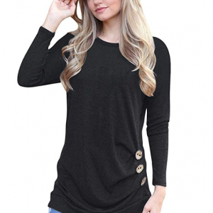 Women’s Casual Long Sleeve Round Neck Loose Tunic T Shirt Blouse $12.98