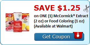 Save $1.25 Off McCormick Extract or Food Coloring Printable Coupon! (Use For Easter Eggs & Baking!)