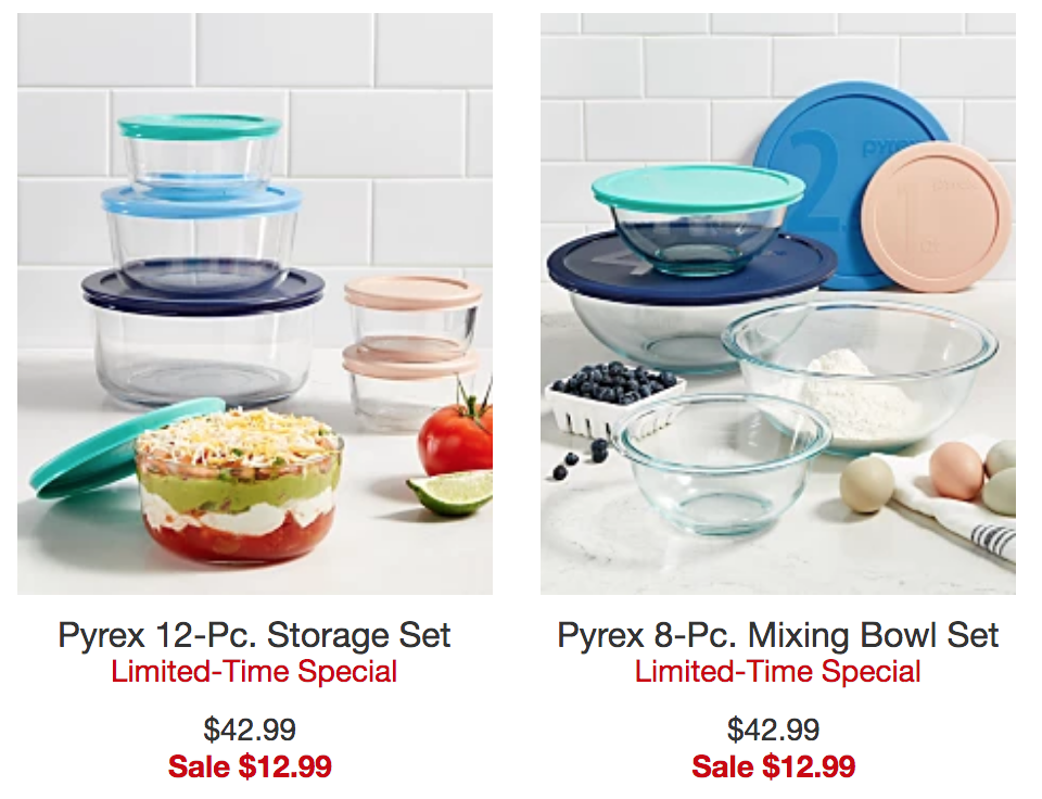 Pyrex Storage Sets & Mixing Bowl Sets Just $12.99! (Reg. $42.99)