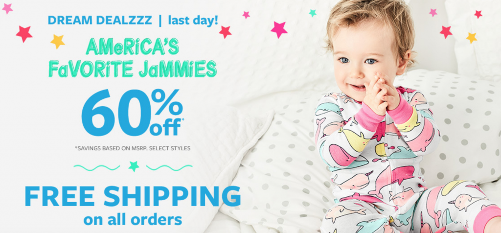 Carters: 60% Off Jammies Plus 20% Off Orders Of $50 & FREE Shipping!