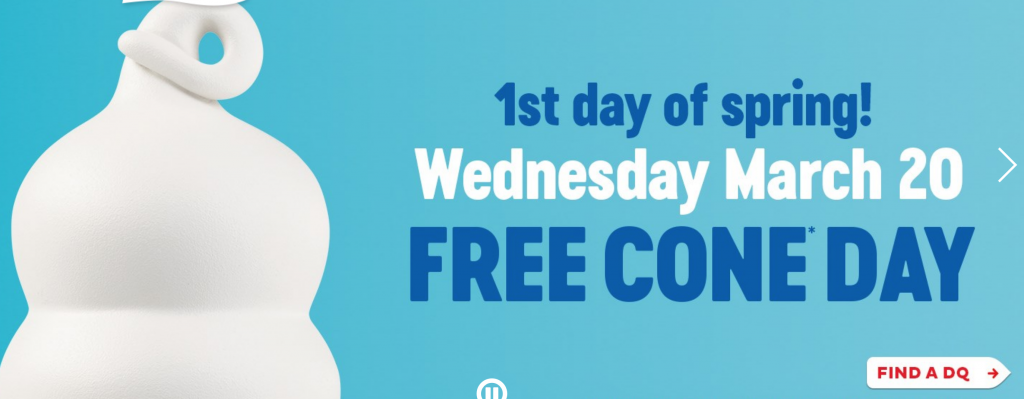 FREE Cone Day At Dairy Queen Tomorrow March 20th!