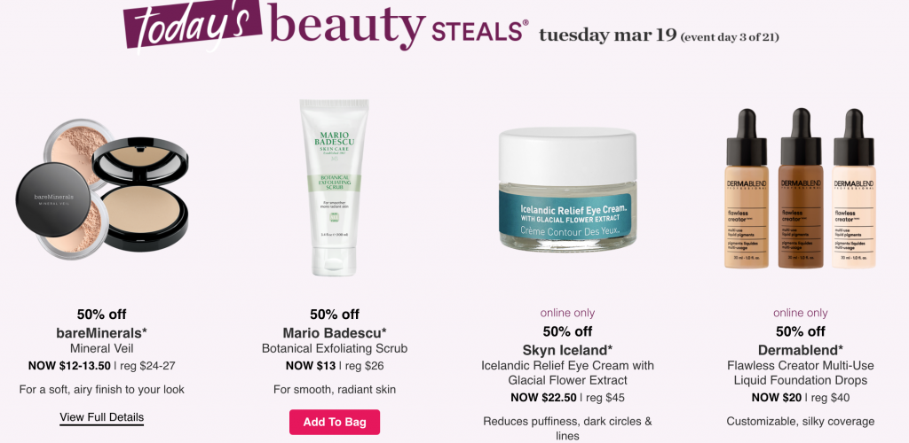 ULTA 21 Days Of Beauty Steals! 50% Off Bare Minerals, Dermablend & More Today Only!