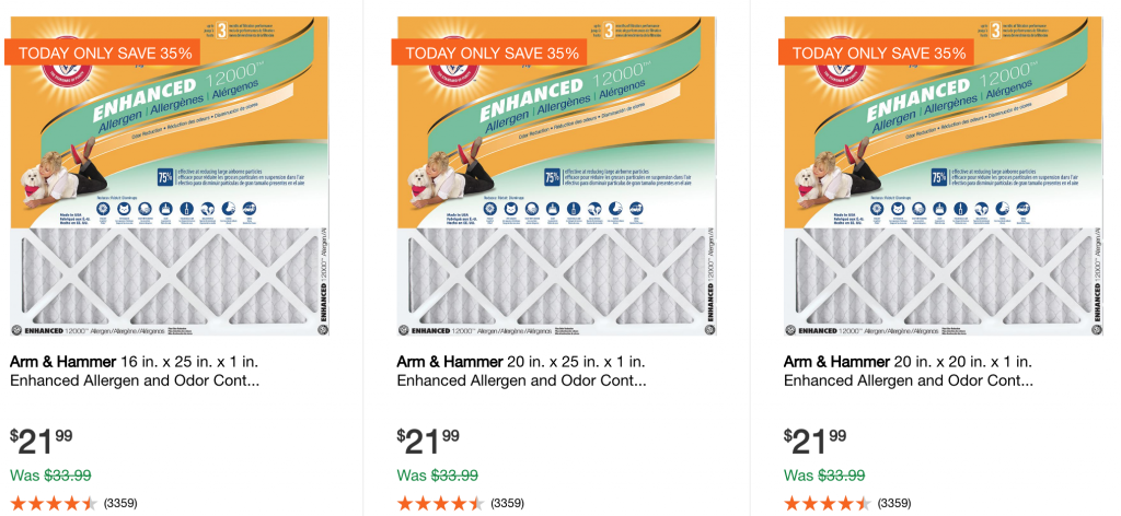 Arm & Hammer Enhanced Allergy & Odor Control Air Filters 4-Pack Just $21.99 Today Only! (Reg. $33.99)