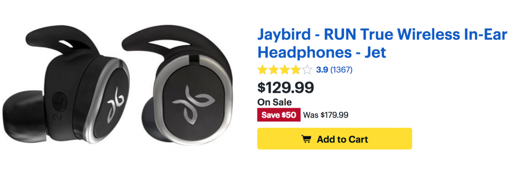 Jaybird RUN True Wireless In-Ear Headphones Just $129.99 Today Only!