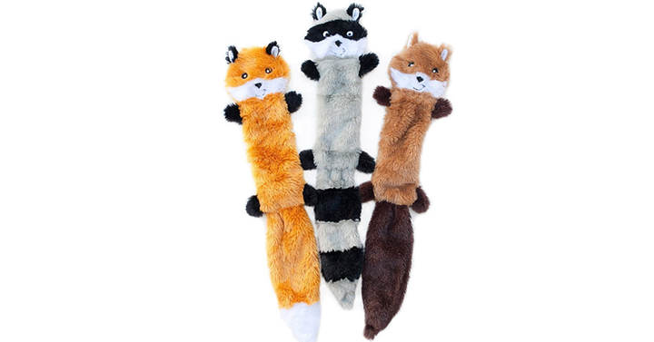 Skinny Peltz No Stuffing Squeaky Plush Dog Toys – Fox, Raccoon, and Squirrel – Just $9.99! Was $15.99!