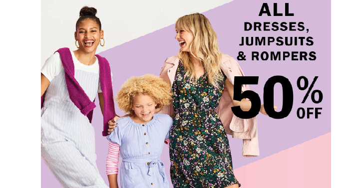 Old Navy: Take 50% off All Dresses, Jumpsuits & Rompers! Today, March 25th Only!