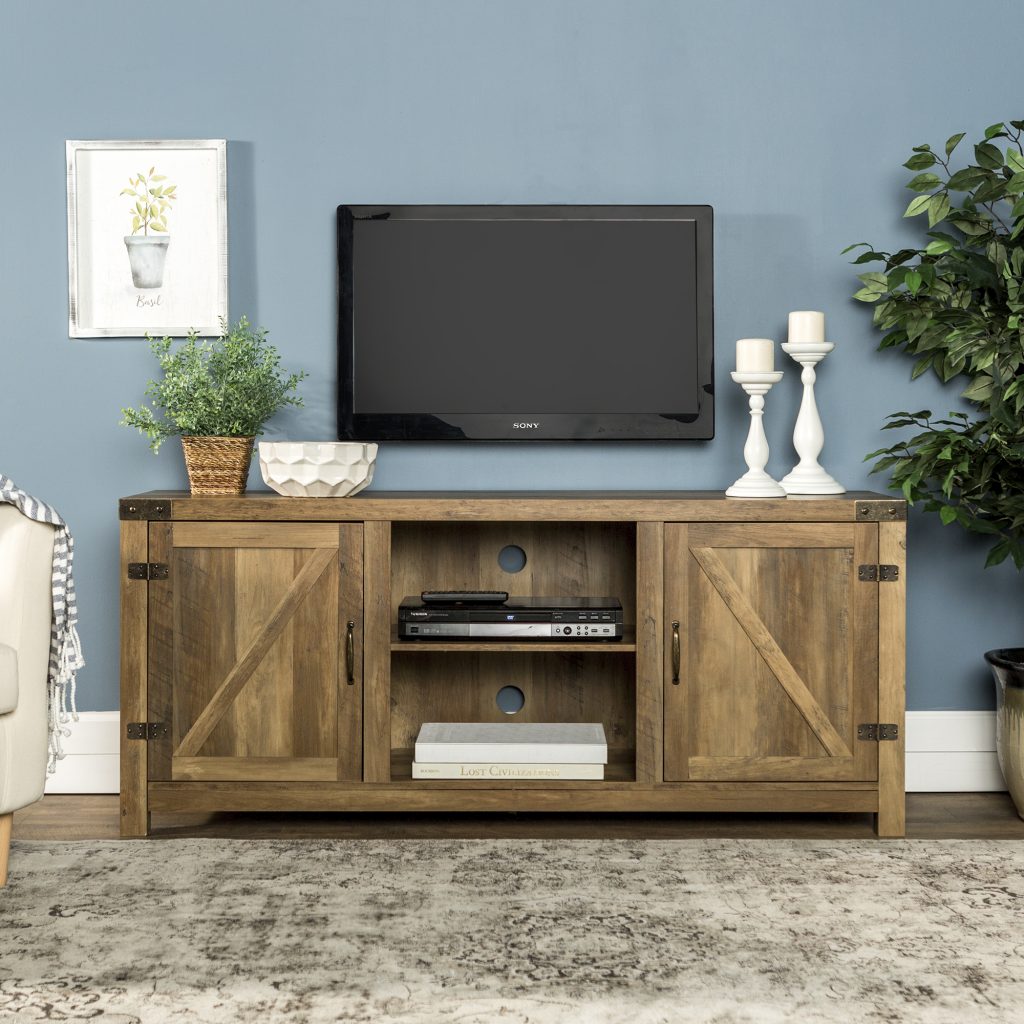 Manor Park 58″ Barn Door TV Stand with Side Doors—$155.00!