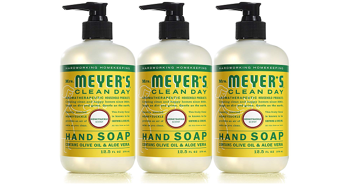 Mrs. Meyer’s Liquid Hand Soap, Honeysuckle Scent, 12.5 Fluid Ounce (Pack of 3) – Only $8.46!
