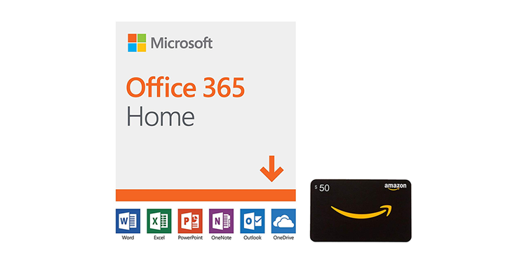 Microsoft Office 365 Home 12-month subscription with Amazon.com $50 Gift Card – Just $99.99! $149.99 value!
