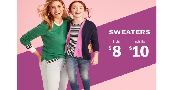 Old Navy: Adult Sweaters Only $10, Kids Sweaters Only $8! Today Only!