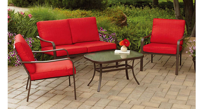 Mainstays Stantion Cushioned 4 Piece Patio Conversation Set Only $178.00! (Reg $269)