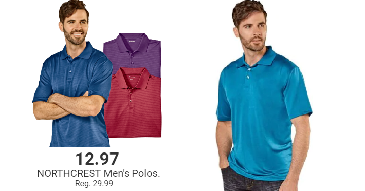 NorthCrest Mens Short Sleeve Performance Polo Only $12.97! (Reg. $30) Extra Large Sizes Available!
