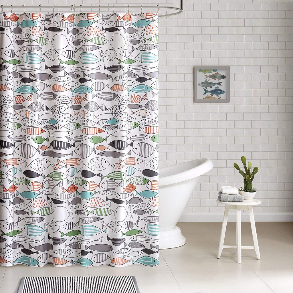 Multi-Color Fish Designer Shower Curtain Only $17.99!