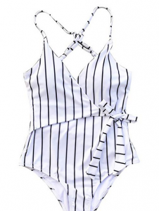 Women’s Stay Young Stripe One-Piece Swimsuit $28.99