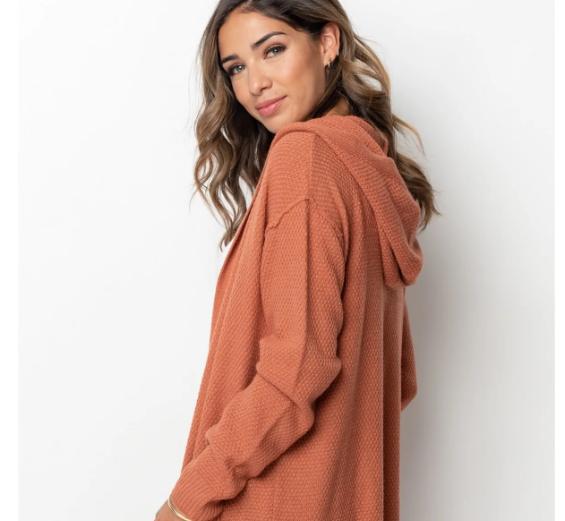 Waffle Hooded Cardigan – Only $22.99!