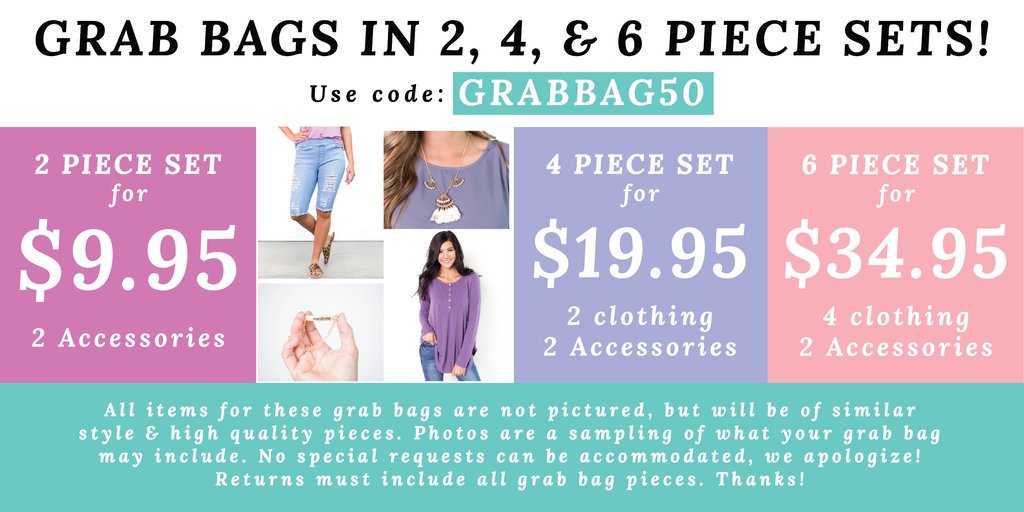 Cents of Style – 2, 4 or 6 Piece Grab Bags! Priced from $9.95! Get 50% off and FREE SHIPPING!
