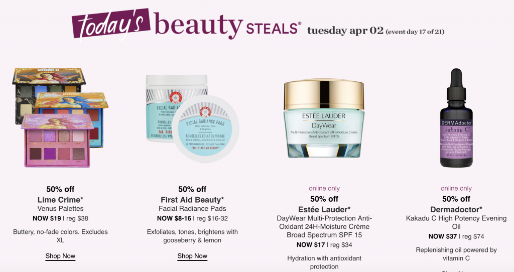 Ulta 21 Days Of Beauty Event! Save 50% Off Estee Lauder, Dermadoctor, Lime Crime & First Aid Beauty!