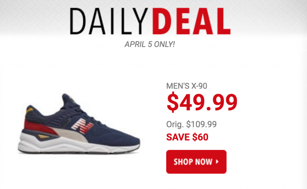 New Balance Men’s X-90 Lifestyle Shoes $49.99 Today Only! (Reg. $109.99)