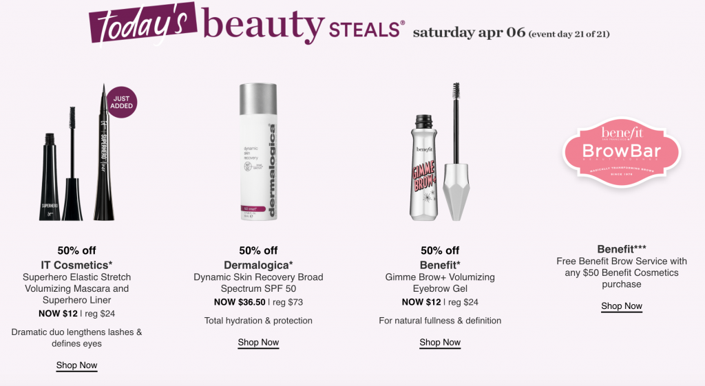 Ulta 21 Days of Beauty Day 21: Save 50% Off IT Cosmetics, Dermalogica, & Benefit!