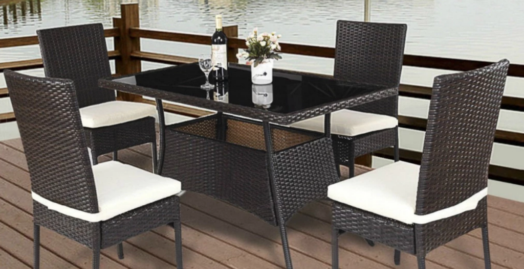 Costway 5-Piece Outdoor Patio Furniture Rattan Dining Table Just $229.49 Today Only! (Reg. $499.99)