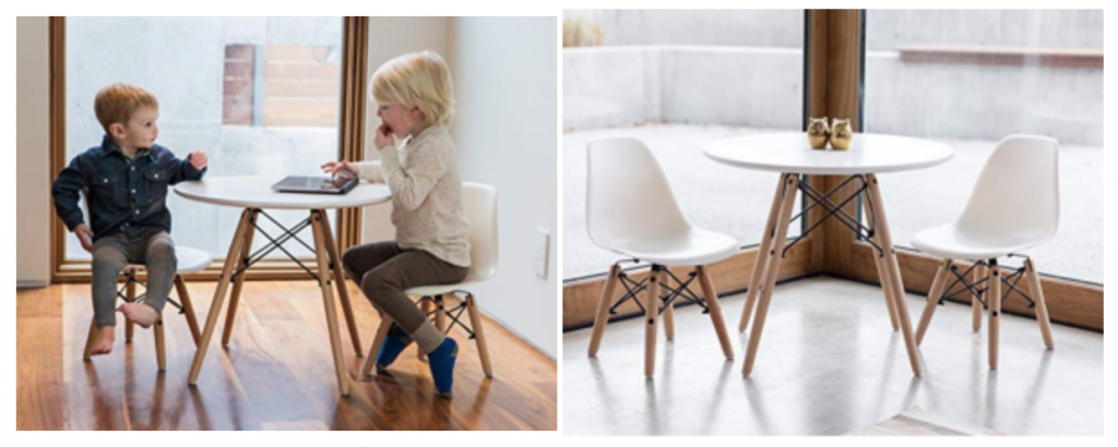 UrbanMod Kids Mid Century Style Modern White Table Set & 2-Chairs $139.95! (Reg. $249.99)