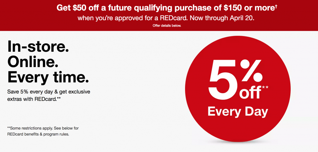 Get $50 Off Purchase Of $150 When You Sign Up For A Target REDcard!