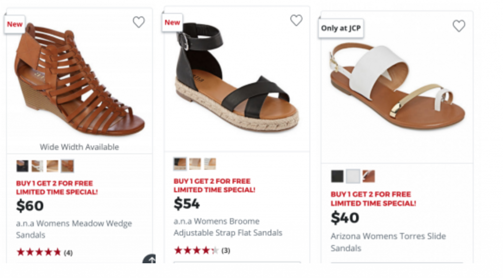 JCPenney: Buy One Sandal Get Two FREE! Stock Up For Spring!