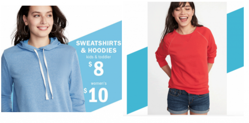 Old Navy: Sweatshirts & Hoodies $8 For Kids & Toddlers & $10 For Women Today Only!