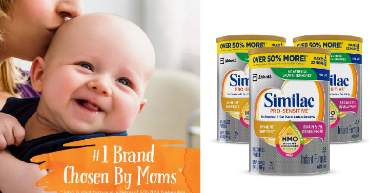 Similac Formula for 40% Off! Get Similac Pro-Sensitive Infant Formula 34.9 oz (3 Count) Only $69.28 Shipped!