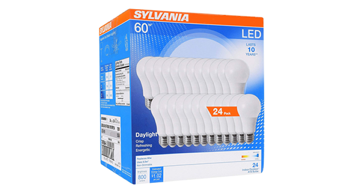 Sylvania Home Lighting 60W Equivalent, LED Light Bulb, 24 Pack – Just $25.19! Save BIG! Was $39.99!