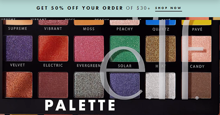 ELF Makeup: 50% Off All Order $30 or More! Plus FREE Shipping on Your $25 Purchase!