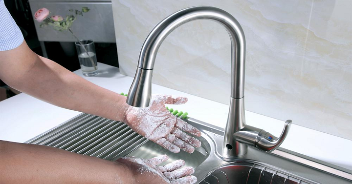 Single-Handle Pull-Down Sprayer Kitchen Faucet with Motion Sensor Only $109.00! (Reg $249)