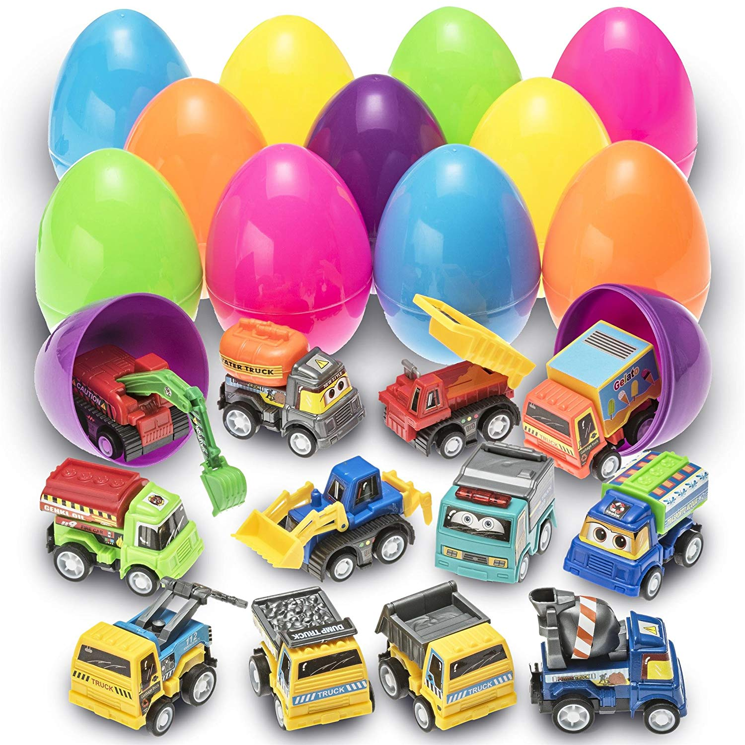 Prextex Pull-Back Construction Vehicle Toy Filled Easter Eggs Only $18.99!