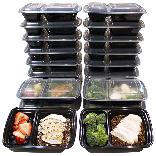 20 Pack Meal Prep Containers (2 Compartment) Only $13.59!