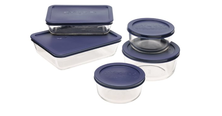 Pyrex Simply Store 10-Piece Glass Food Storage Set with Blue Lids Only $13.14! (Reg. $23)