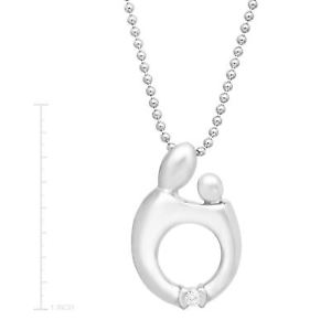 Sterling Silver Mother and Child Necklace With Diamond Accent Just $16.92!
