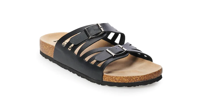 Kohl’s 30% Off! Earn Kohl’s Cash! Stack Codes! FREE Shipping! Women’s Mudd Perforated Double Strap Sandals – Just $12.59!