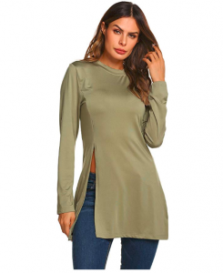 Womens Mock Neck Long Sleeve Side Split Loose Pullover Sweater just $12.99!