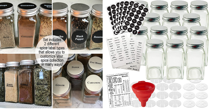 Talented Kitchen 14 Glass Spice Jars with Labels Only $16.99! (Reg $34.99)