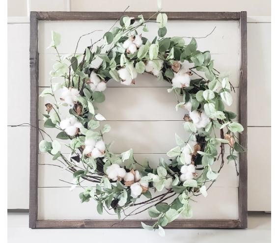 Eucalyptus and Cotton Wreath – Only $37.99!