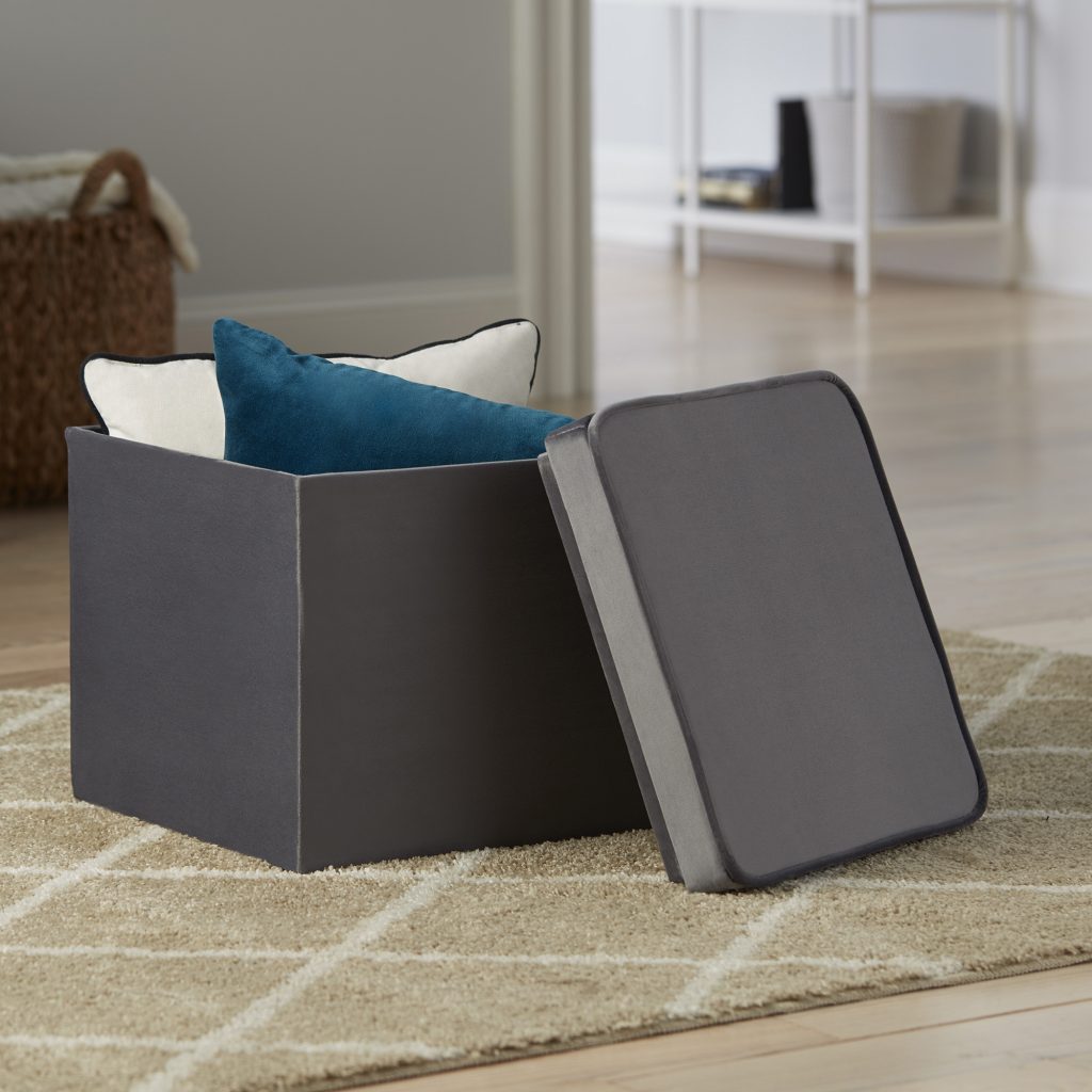 Better Home & Gardens Velvet Storage Ottoman with Tray—$13.91!