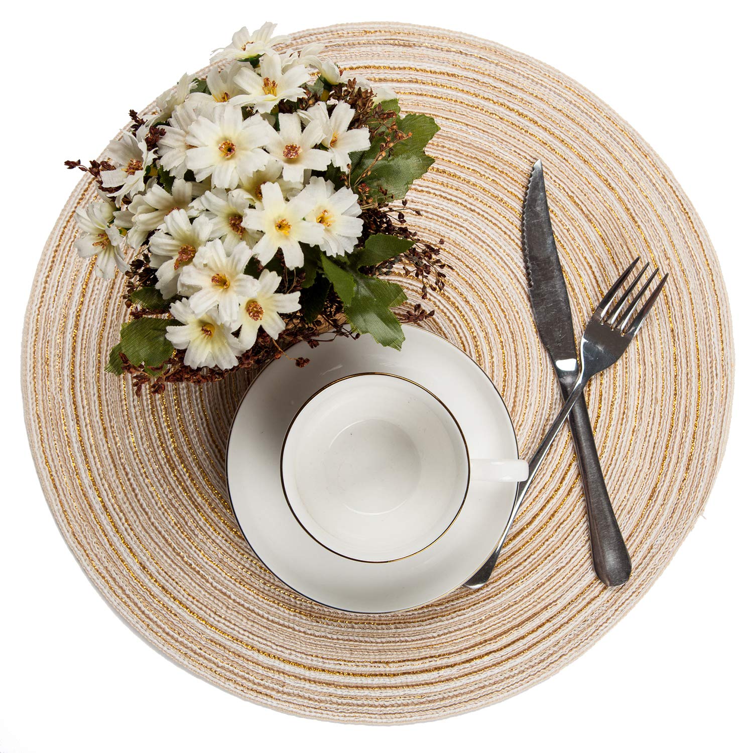 Round Placemats (Heat-Resistant & Washable) Ivory Set of 6 Only $12.58!
