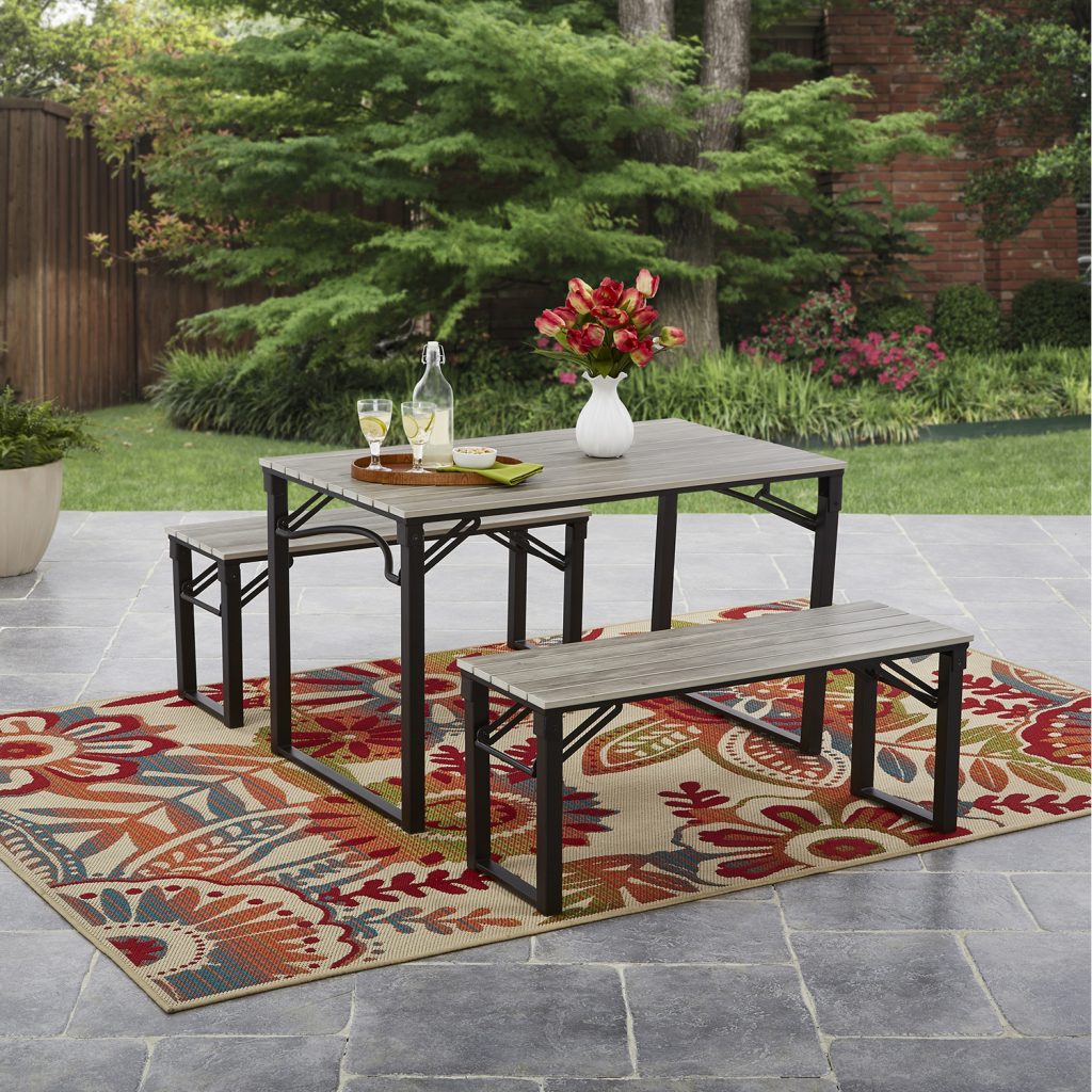 Mainstays Talan Faux Wood Folding Picnic Table and Bench Set
