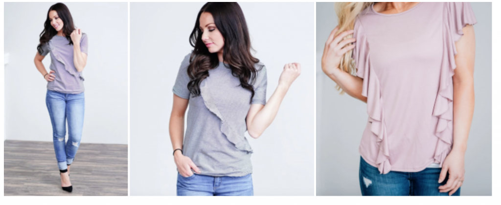 Ruffle Tees Two Styles Just $8.99! (Reg. $34.00)