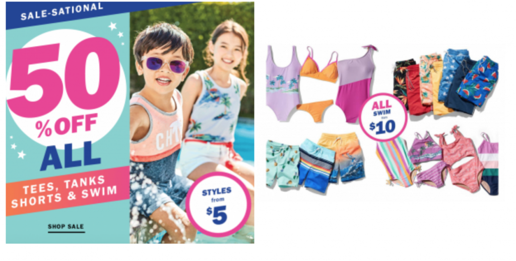 Sale-Sational Deals at Old Navy! All Tee’s, Tanks, Shorts, & Swim Are 50% Off!