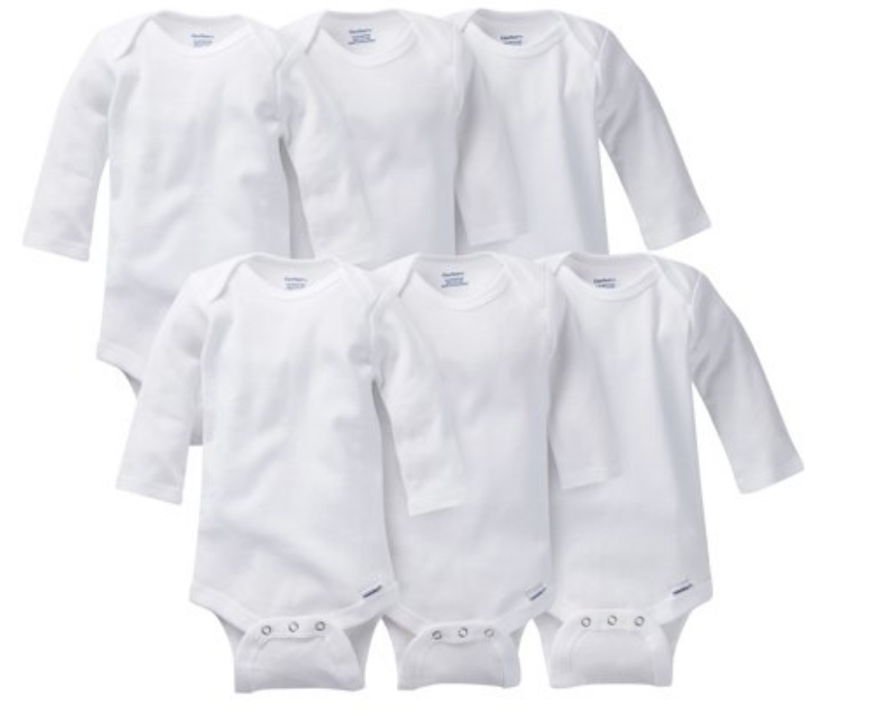 Gerber Baby Long Sleeve Onesies Bodysuits 3-6 months 6-pack Just $10.00!